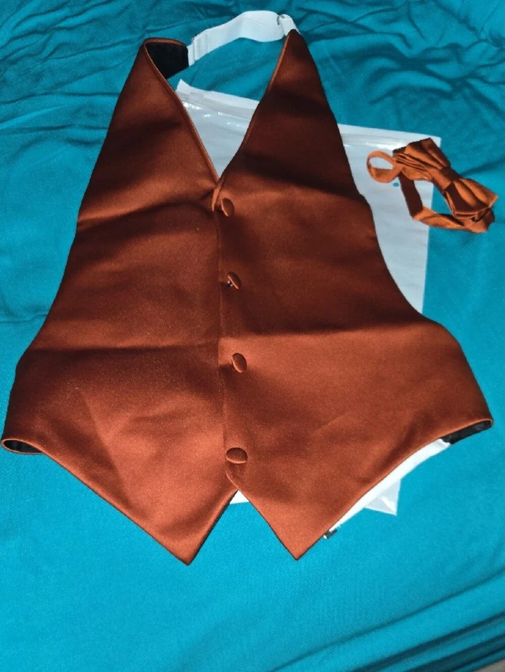 Azazie Orange Satin Vest and Bow Tie for Kids